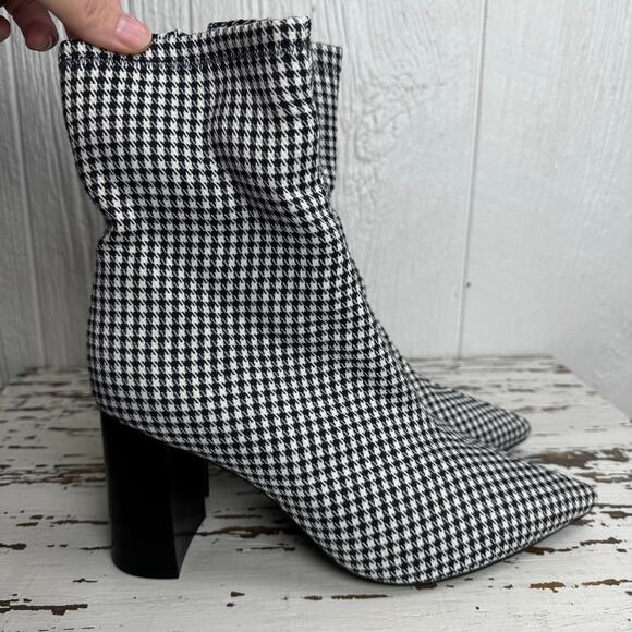 Jeffrey Campbell Coma Houndstooth Pointed Toe Bootie Boots Heel Women's Size 9 - Picture 7 of 10